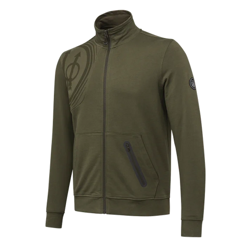 Sweat-shirt Beretta Corporate pour homme en 100 % coton avec logo imprimé, poche latérale, et glissière YKK, idéal pour un style décontracté et confortable, parfait pour les fans de la marque.