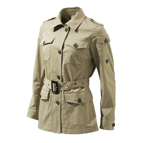 Veste Safari Beretta Serengeti pour femme en coton léger avec poches multiples et manches roulables, idéale pour le plein air et les aventures en nature