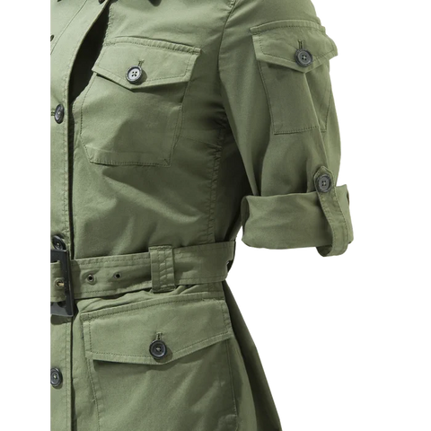 Veste Safari Beretta Serengeti pour femme en coton léger avec poches multiples et manches roulables, idéale pour le plein air et les aventures en nature