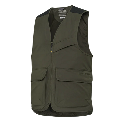 Gilet de chasse Beretta Symmer pour homme avec protection hydrofuge et coupe résistante, idéal pour les conditions difficiles, comprenant des poches spacieuses et un design confortable pour des performances optimales en plein air.
