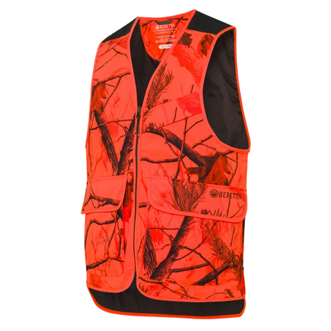 Gilet de chasse Beretta Symmer pour homme avec protection hydrofuge et coupe résistante, idéal pour les conditions difficiles, comprenant des poches spacieuses et un design confortable pour des performances optimales en plein air.