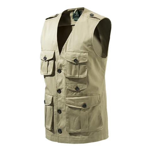 Gilet Beretta Serengeti pour homme en coton, vêtement léger et confortable parfait pour safari avec poches multiples, idéal pour aventure en plein air et exploration