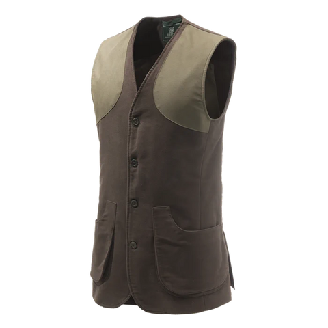 Gilet de chasse Beretta Moleskin Classic en moleskine de qualité avec épaulettes en microsuède, style élégant et traditionnel idéal pour chasse des oiseaux et activités de plein air