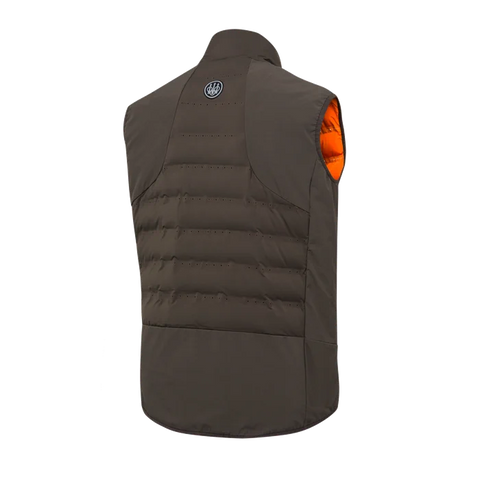 Gilet thermique pour homme Beretta Bezoar Hybrid conçu pour la chasse active, offrant respirabilité et thermorégulation grâce au rembourrage Freudenberg Comfortemp®, idéal pour températures entre 0°C et 10°C, fabriqué en nylon résistant, avec perforations laser et poches pratiques.