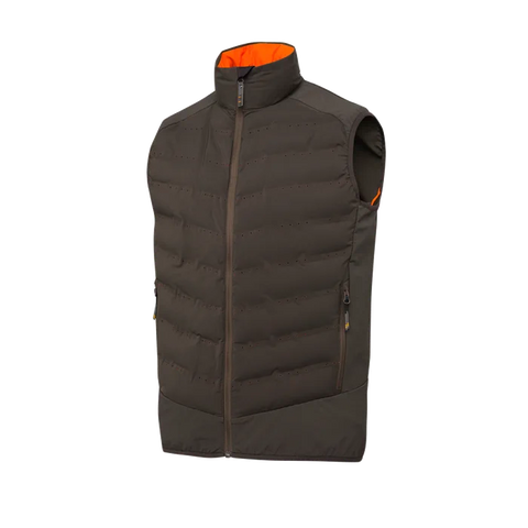 Gilet thermique pour homme Beretta Bezoar Hybrid conçu pour la chasse active, offrant respirabilité et thermorégulation grâce au rembourrage Freudenberg Comfortemp®, idéal pour températures entre 0°C et 10°C, fabriqué en nylon résistant, avec perforations laser et poches pratiques.
