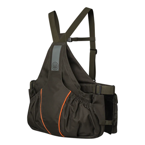 Gilet de tir Beretta Strap EVO avec bretelles réglables, sangle de poitrine et plusieurs poches pratiques pour les accessoires de chasse et de tir, fabriqué en polyester durable pour un ajustement ergonomique optimal