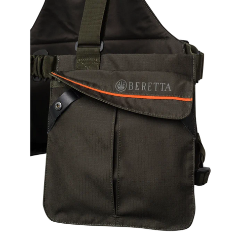 Gilet de tir Beretta Strap EVO avec bretelles réglables, sangle de poitrine et plusieurs poches pratiques pour les accessoires de chasse et de tir, fabriqué en polyester durable pour un ajustement ergonomique optimal