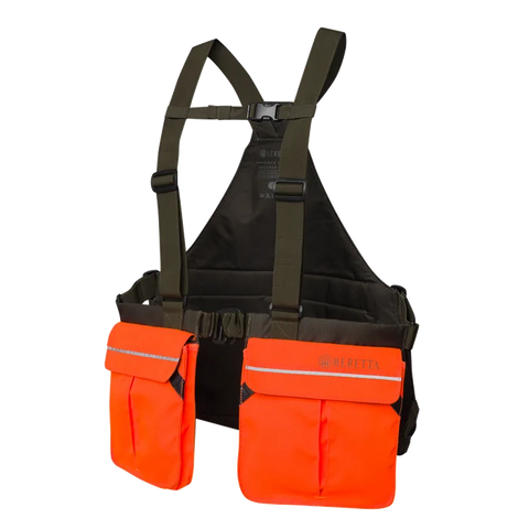 Gilet de tir Beretta Strap EVO avec bretelles réglables, sangle de poitrine et plusieurs poches pratiques pour les accessoires de chasse et de tir, fabriqué en polyester durable pour un ajustement ergonomique optimal