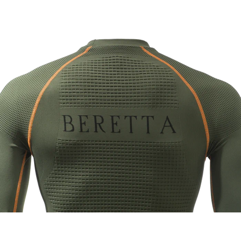 T-shirt Beretta Body Mapping 3D avec zones de compression, technologie sans couture, parfait pour températures de 0 à 10°C, idéal pour activités extérieures par temps froid, matière respirante et élastique