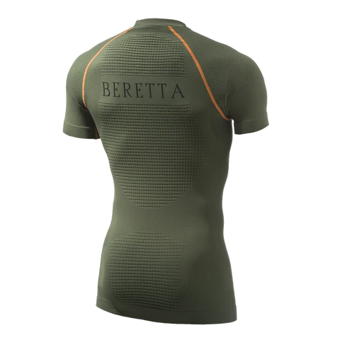 T-shirt Beretta Body Mapping 3D avec zones de compression, technologie sans couture, parfait pour températures de 0 à 10°C, idéal pour activités extérieures par temps froid, matière respirante et élastique