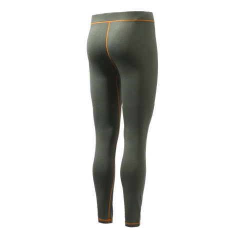 Pantalon Beretta Merino Base Layer pour homme en laine mérinos légère, idéal pour la chasse et la randonnée, offrant confort thermique, élasticité et durabilité avec coutures plates et logo Beretta, s'adaptant à toutes les morphologies et températures fraîches.