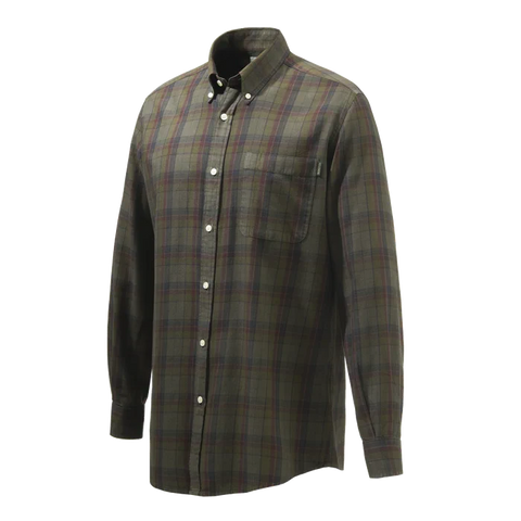 Chemise de chasse Beretta Wood Button Down 100% coton avec traitement Silaide antibactérien, idéale pour un style élégant et pratique en plein air, résistante aux odeurs et dotée d'une poche poitrine.