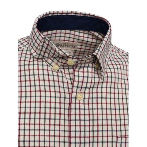 Chemise Beretta Ellis pour homme en sergé de polyester avec poche poitrine plaquée, idéale pour la chasse et les activités de plein air, offrant confort et durabilité grâce à sa coupe droite et son style raffiné.