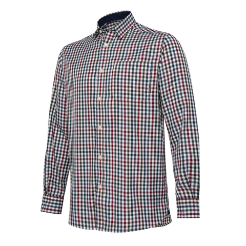 Chemise Beretta Ellis pour homme en sergé de polyester avec poche poitrine plaquée, idéale pour la chasse et les activités de plein air, offrant confort et durabilité grâce à sa coupe droite et son style raffiné.