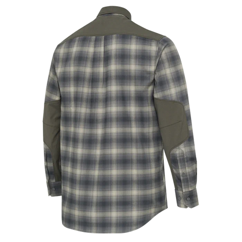 Chemise Beretta Outpost en polyester recyclé et élasthanne, idéale pour les chasseurs et les amateurs de plein air, avec renforts stratégiquement placés et poches poitrine plaquées pour un rangement pratique et une durabilité accrue lors des activités de début de saison.