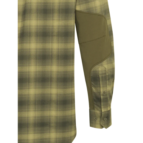 Chemise Beretta Outpost en polyester recyclé et élasthanne, idéale pour les chasseurs et les amateurs de plein air, avec renforts stratégiquement placés et poches poitrine plaquées pour un rangement pratique et une durabilité accrue lors des activités de début de saison.