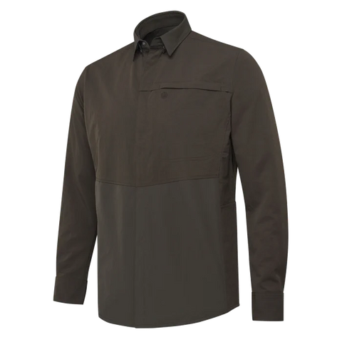 Chemise Beretta Thorn Resistant pour la chasse, offrant une résistance aux épines avec tissu polyester extensible et renforts polyamide, haute visibilité certifiée pour chasseurs, avec une respirabilité optimale et confort en mouvement