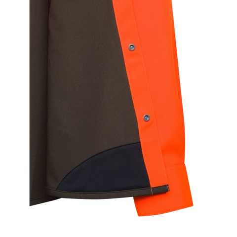 Chemise Beretta Thorn Resistant pour la chasse, offrant une résistance aux épines avec tissu polyester extensible et renforts polyamide, haute visibilité certifiée pour chasseurs, avec une respirabilité optimale et confort en mouvement