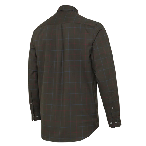 Chemise Beretta Jargo Stretch pour activités en plein air, offrant confort et flexibilité, idéale pour la chasse avec design fonctionnel, col boutonné caché, et poche poitrine, fabriquée en polyester recyclé et élasthanne, adaptée aux environnements variés comme les forêts, montagnes et milieux aquatiques.