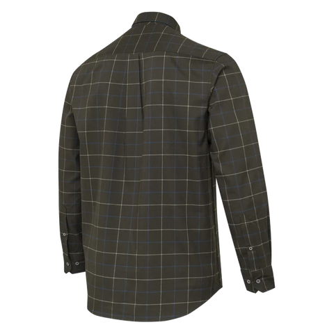 Chemise Beretta Jargo Stretch pour activités en plein air, offrant confort et flexibilité, idéale pour la chasse avec design fonctionnel, col boutonné caché, et poche poitrine, fabriquée en polyester recyclé et élasthanne, adaptée aux environnements variés comme les forêts, montagnes et milieux aquatiques.