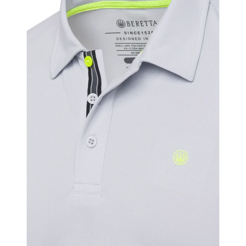 Men's Beretta Tech Corporate Polo in Polartec Delta fabric, offering eco-friendly, lightweight, and breathable performance for outdoor activities and daily use.