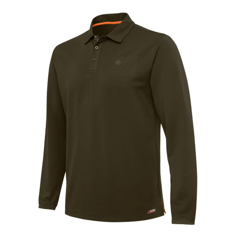 Men's Beretta Tech Corporate Polo in Polartec Delta fabric, offering eco-friendly, lightweight, and breathable performance for outdoor activities and daily use.