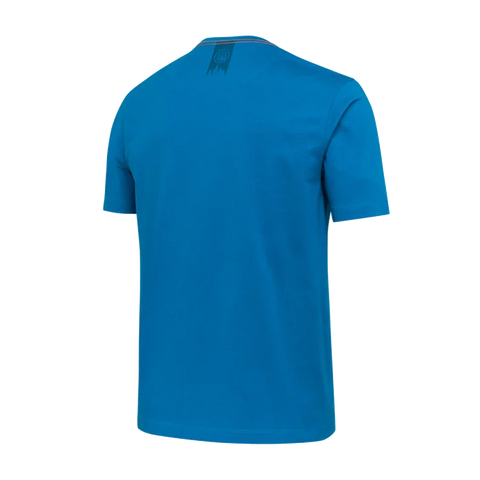 T-Shirt Beretta Trident pour homme en coton 100% avec logo emblématique imprimé sur le devant et au dos, offrant confort et style pour une utilisation quotidienne, idéal pour les amateurs de la marque recherchant une coupe regular et un design distinctif.
