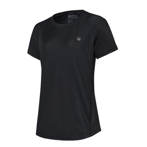 T-shirt Beretta Ciel Tech pour femme, technique, respirant, antibactérien, idéal pour sports en plein air, randonnée, chasse, en polypropylène et polyester, coupe droite avec empiècements en filet pour ventilation et confort optimal.