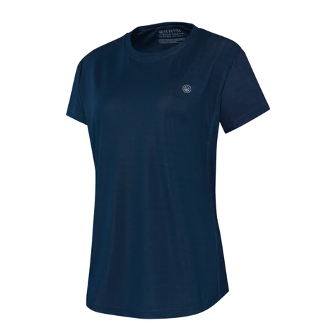 T-shirt Beretta Ciel Tech pour femme, technique, respirant, antibactérien, idéal pour sports en plein air, randonnée, chasse, en polypropylène et polyester, coupe droite avec empiècements en filet pour ventilation et confort optimal.