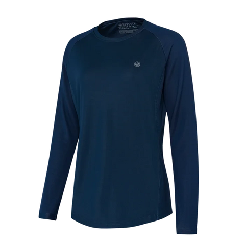 T-shirt Beretta Ciel Tech pour femme, technique, respirant, antibactérien, idéal pour sports en plein air, randonnée, chasse, en polypropylène et polyester, coupe droite avec empiècements en filet pour ventilation et confort optimal.