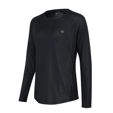 T-shirt Beretta Ciel Tech pour femme, technique, respirant, antibactérien, idéal pour sports en plein air, randonnée, chasse, en polypropylène et polyester, coupe droite avec empiècements en filet pour ventilation et confort optimal.