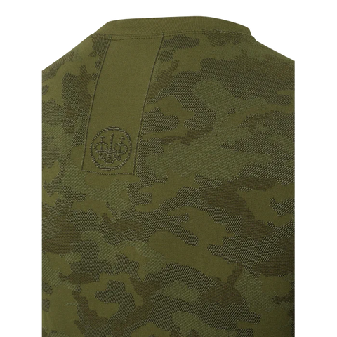 Maillot de corps pour femme Beretta LeSaut à manches longues en camouflage, conçu sans couture pour un confort et une thermorégulation parfaits lors des activités extérieures par temps froid, avec une coupe slim et un logo élégant au dos.
