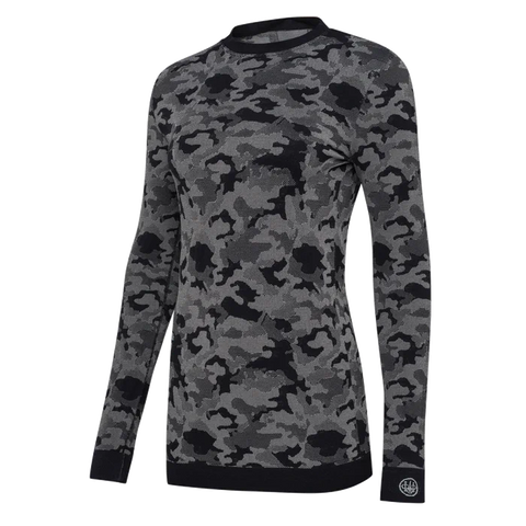 Maillot de corps pour femme Beretta LeSaut à manches longues en camouflage, conçu sans couture pour un confort et une thermorégulation parfaits lors des activités extérieures par temps froid, avec une coupe slim et un logo élégant au dos.