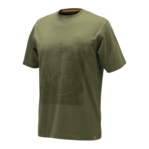 T-shirt Beretta Logo pour homme, fabriqué en coton 180 g/m², avec logo imprimé, coutures renforcées, disponible en plusieurs tailles, style classique et durable.
