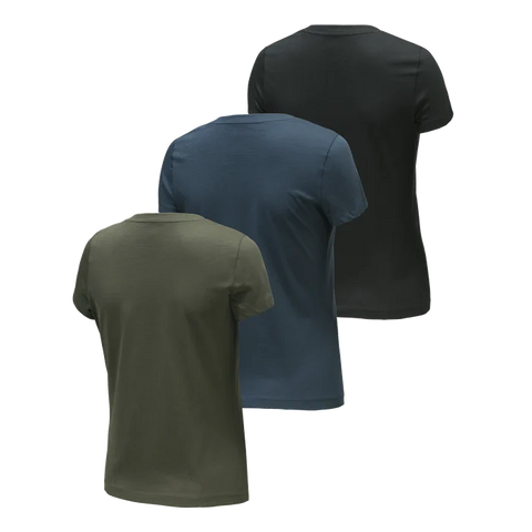 Lot de 3 t-shirts pour femme Beretta en coton 140 g/m², design coupe regular avec logo imprimé, parfait pour un style décontracté et confortable, idéal pour les activités de plein air ou la vie quotidienne.