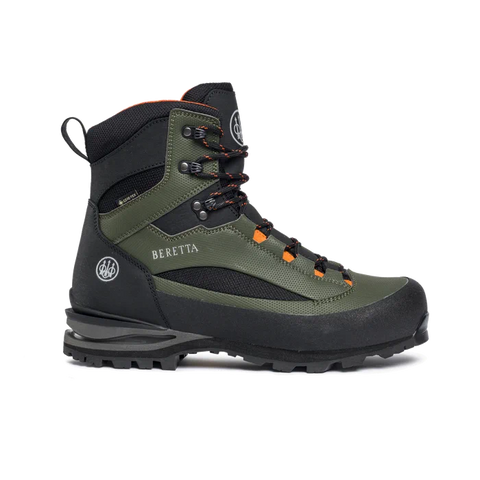 Chaussures Beretta Integra GTX pour chasse et randonnée en montagne, avec empeigne en Exagon, doublure GORE-TEX Sierra, semelle Vibram Curcuma pour adhérence sur terrains mouillés et rocailleux, couleur Forest Night.
