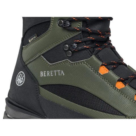 Chaussures Beretta Integra GTX pour chasse et randonnée en montagne, avec empeigne en Exagon, doublure GORE-TEX Sierra, semelle Vibram Curcuma pour adhérence sur terrains mouillés et rocailleux, couleur Forest Night.