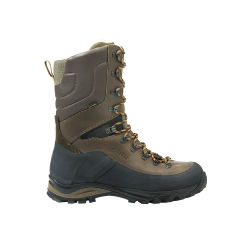 Chaussures Beretta Land 30 GTX, bottes de chasse robustes en cuir pleine fleur pour montagne et hiver, avec doublure GORE-TEX et semelle Vibram offrant adhérence sur terrains accidentés et protection thermique optimale, idéales pour conditions extrêmes