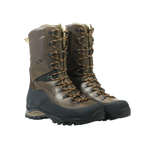 Chaussures Beretta Land 30 GTX, bottes de chasse robustes en cuir pleine fleur pour montagne et hiver, avec doublure GORE-TEX et semelle Vibram offrant adhérence sur terrains accidentés et protection thermique optimale, idéales pour conditions extrêmes
