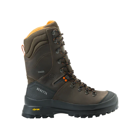 Chaussures Beretta Duiker GTX en cuir nubuck avec membrane GORE-TEX et semelle Vibram, idéales pour la chasse en montagne et les terrains escarpés, offrant imperméabilité, respirabilité et une grande durabilité pour les conditions extrêmes.