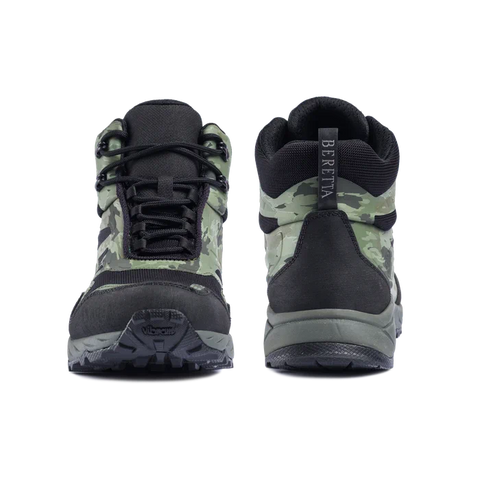 Chaussures Beretta Wolf GTX pour la chasse avec empeigne en Cordura, membrane GORE-TEX pour imperméabilité, semelle Vibram Omnify pour une traction supérieure, idéales pour terrains difficiles et activités dynamiques