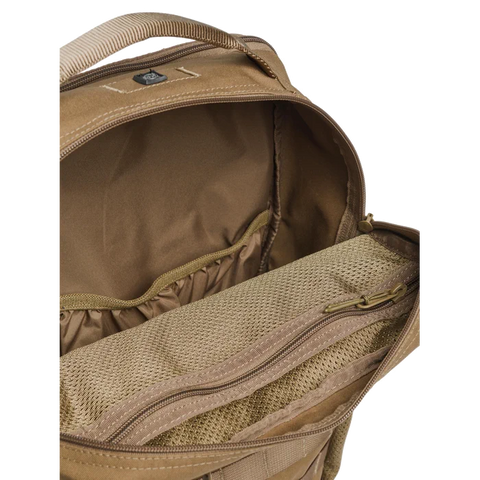 Front view of the Beretta Tactical Flank Backpack showcasing its M.O.L.L.E. system for functional gear arrangement, durable waterproof polyester material, and spacious design perfect for tactical use or daily commutes.