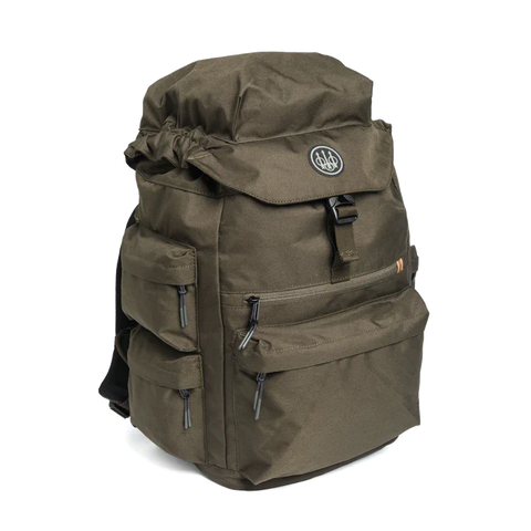 Sac à dos Beretta 25 L robuste et imperméable, parfait pour la chasse et les activités de plein air, avec poches latérales et frontales, design ergonomique et bretelles rembourrées pour un confort optimal sur de longues distances.