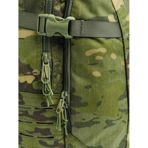 Image of Beretta Tactical Multicam Backpack with 29L capacity featuring M.O.L.L.E. system for outdoor and tactical activities, customizable with velcro patches, designed for durability and organization.