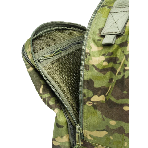 Image of Beretta Tactical Multicam Backpack with 29L capacity featuring M.O.L.L.E. system for outdoor and tactical activities, customizable with velcro patches, designed for durability and organization.