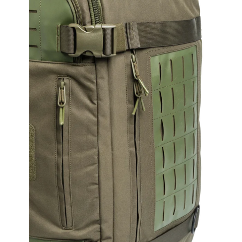 Beretta Field Patrol 49L bag featuring a large main compartment, adjustable shoulder strap, M.O.L.L.E. webbing, and durable waterproof polyester material, ideal for hiking, tactical missions, and outdoor adventures.