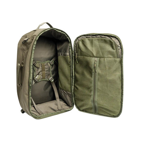 Beretta Field Patrol 49L bag featuring a large main compartment, adjustable shoulder strap, M.O.L.L.E. webbing, and durable waterproof polyester material, ideal for hiking, tactical missions, and outdoor adventures.