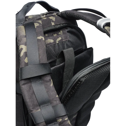 Image of Beretta Tactical Multicam Backpack with 29L capacity featuring M.O.L.L.E. system for outdoor and tactical activities, customizable with velcro patches, designed for durability and organization.