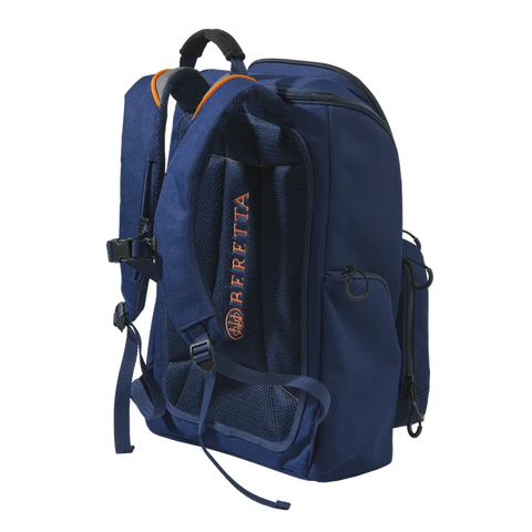 Image of the Beretta Uniform Pro EVO backpack with 20L capacity, designed for shooting sports. Features include water-resistant material, padded shoulder straps, multiple versatile pockets including a preformed one for shooting glasses, ergonomic and compact design perfect for organizing shooting gear while providing durability and comfort.