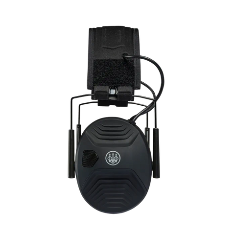 Casque électronique Beretta de protection auditive active avec SNR de 32 dB, idéal pour la chasse, doté d'amplification sonore et de coquilles compactes pour un confort optimal